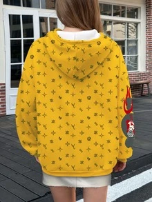 Rovax Women's Letter Print Drop Shoulder Long Sleeve Casual Loose Sweatshirt, Autumn/Winter - Multicolor - View 2