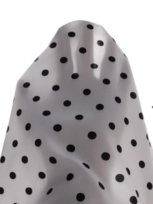 SHEIN Elladie kids 1件女童甜美復古可愛酷女孩風校園日常外出秋季白色波點印花收腰連帽中長夾克 - 白色 - 查看 3