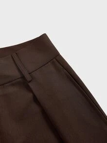 ESTAVOR Men's Solid Color Pleated Straight Leg Loose Casual Long Pants - Brown - View 5