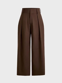 ESTAVOR Men's Solid Color Pleated Straight Leg Loose Casual Long Pants - Brown - View 3