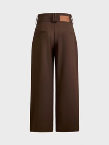 ESTAVOR Men's Solid Color Pleated Straight Leg Loose Casual Long Pants - Brown - View 4
