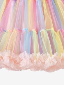 SHEIN Tween Girl Fall Casual Elegant Cute Tutu Mesh Skirt Autumn Fall, Holiday, Comfortable, Daily - Baby Pink - View 6