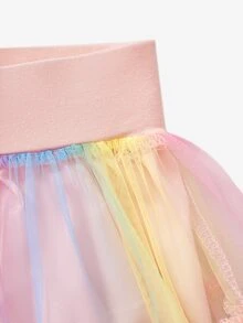 SHEIN Tween Girl Fall Casual Elegant Cute Tutu Mesh Skirt Autumn Fall, Holiday, Comfortable, Daily - Baby Pink - View 8