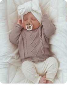 SHEIN Baby Girl Cable Knit Round Neck Long Sleeve Casual Versatile Autumn Winter Sweater - Khaki - View 6