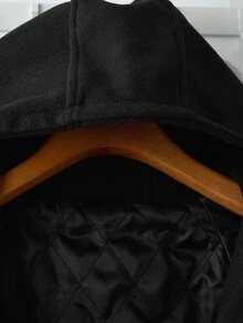 SHEIN Clasi 大尺碼女款純色休閒寬鬆優雅百搭大衣，適合日常穿著、辦公室、度假、外出、聖誕、夜店、正式場合，黑色，秋冬款 - 黑色 - 查看 4