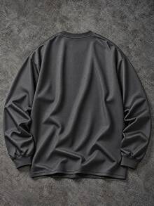 GymBeat Men's Letter Print Round Neck Long Sleeve Daily Fitness Sport T-Shirt Workout Running Tee Workout Top Gym Top Fall Breathable, Lightweight - Grey - View 4