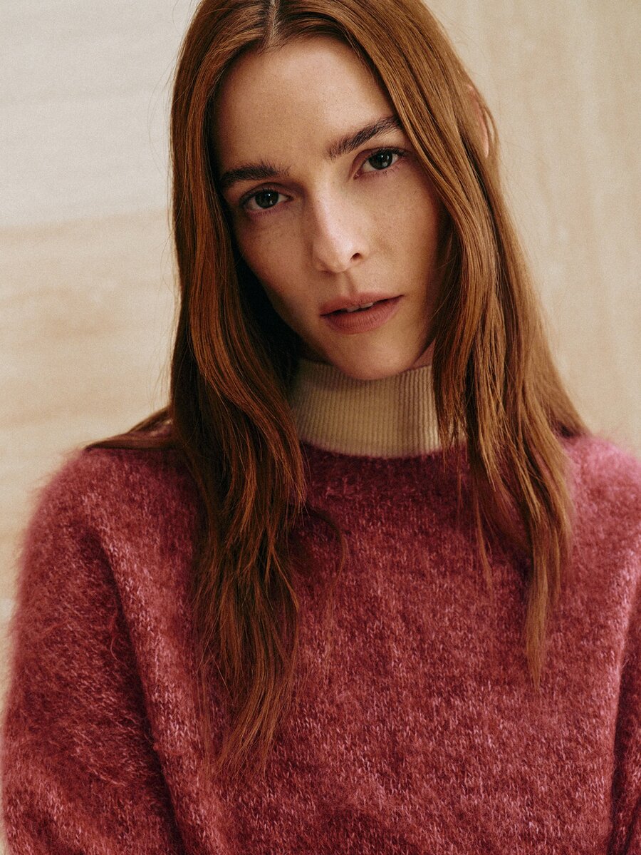 MOTF PREMIUM WOMEN'S COMFORTABLE WARM LONG SLEEVE SWEATER VINTAGE DAILY - Burgundy - View 2
