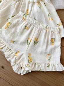 SHEIN LMoss Kids 女婴时尚可爱印花背心短裤套装 - 彩色 - 查看 4