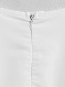 SHEIN Tween Girl Ruched Matching Elegant White Puff Sleeve A-Line Mini Dress For Older Tween Girl, Spring, Summer, Casual, Outfit - White - View 9