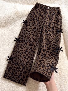 SHEIN Young Girls Pants Brown Fall - Brown - View 1