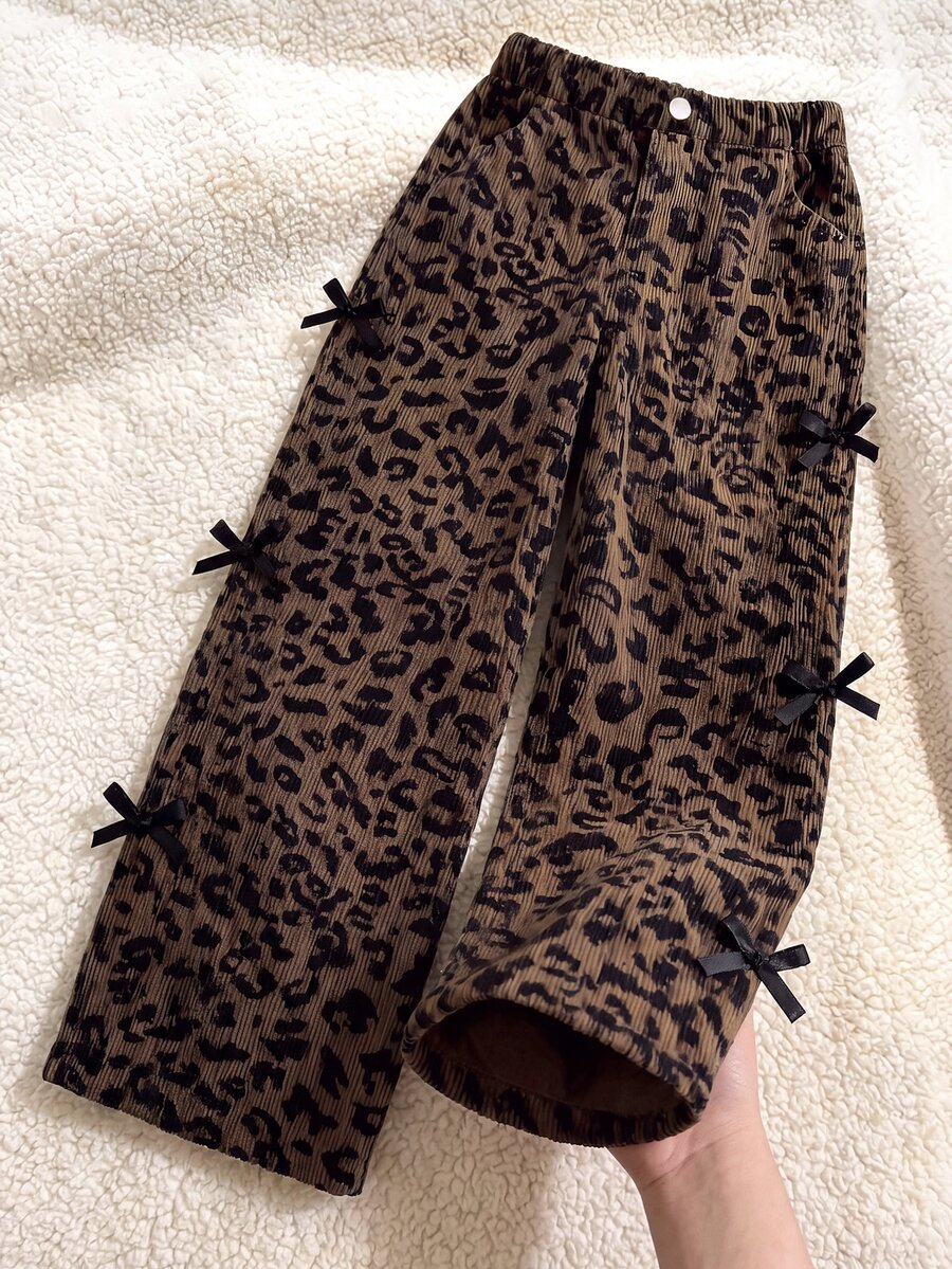SHEIN Young Girls Pants Brown Fall - Brown - View 1