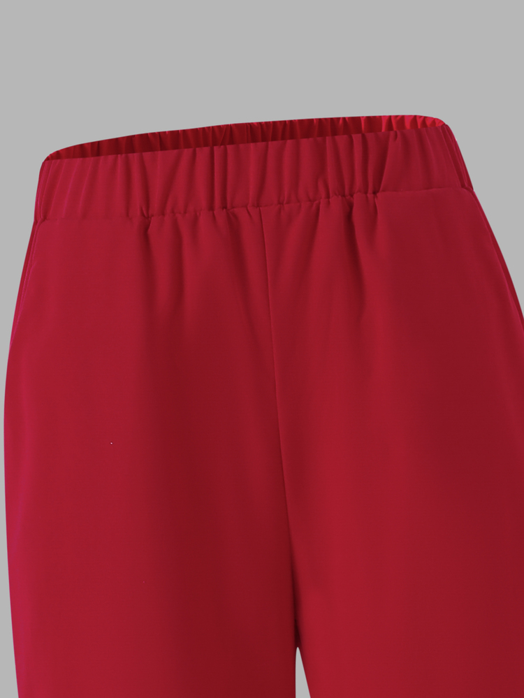Setelan Atasan dan Celana Motif Bunga Polos 2 Potong untuk Anak Perempuan Remaja, Musim Panas, Kasual, Lucu, Gaya Koboi, Pakaian Sehari-hari, Pakaian Natal, Ulang Tahun, Merah - Merah - View 7