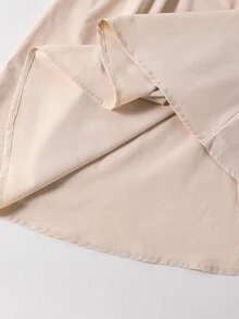Teen Girls Ruched White, Summer, Elegant, Sequin, Wedding Mini Dress For Teen Girls, Squishy Woven Trench Fabric, Graduation, Outfits - Apricot - View 7