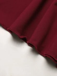 Firerie Kids Firerie Kids Tween Girl Burgundy Asymmetrical Shoulder Metallic 3D Floral Decor Elegant Dress - Burgundy - View 5
