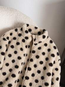 SHEIN Tween Girls Jacket, Coffee Color, Casual Fit, Warm For Autumn/Winter, Fashionable & Versatile, Autumn, Zipper, Autumn/Winter, Thermal, Solid Color, Printed, Cute Autumn/Winter, Thermal Lined & Thickened - Multicolor - View 6
