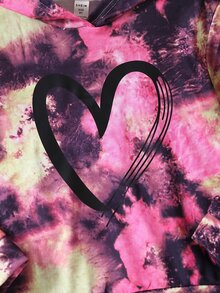 Girls Heart Print Tie Dye Hoodie & Sweatpants - Multicolor - View 5