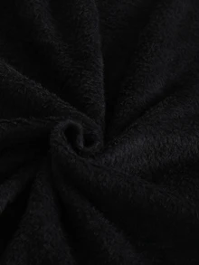 SHEIN 秋冬女款居家服，白色愛心刺繡，經典黑色加厚抓絨長袖連帽睡袍，節日居家親子款 - 黑色 - 查看 7