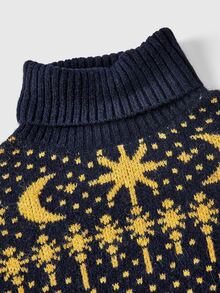 ROMWE Autumn/Winter Boho Witch Hippie Star & Moon Pattern Women's Sweater - Multicolor - View 10