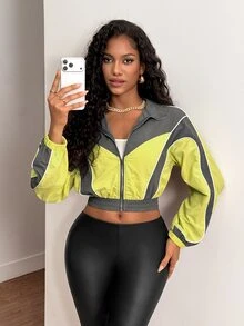 BamGleam Women's Colorblock Zipper Casual Daily Long Sleeve Jacket - Multicolor - View 8