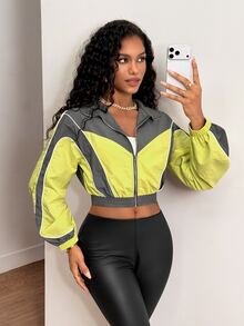 BamGleam Women's Colorblock Zipper Casual Daily Long Sleeve Jacket - Multicolor - View 6
