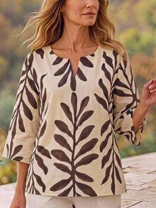 Hansera Women's All-Over Print Casual Versatile Everyday Outing Top - Multicolor - View 2