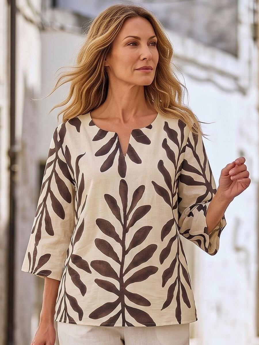 Hansera Women's All-Over Print Casual Versatile Everyday Outing Top - Multicolor - View 1