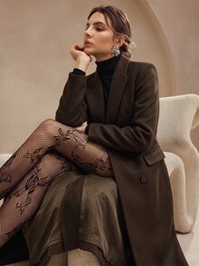 Anewsta Urban Modern Casual Commute Versatile Daily Black Solid Color Long Women's Blazer Jacket - Brown - View 5