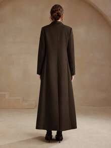 Anewsta Urban Modern Casual Commute Versatile Daily Black Solid Color Long Women's Blazer Jacket - Brown - View 8