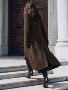Anewsta Urban Modern Casual Commute Versatile Daily Black Solid Color Long Women's Blazer Jacket - Brown - View 2