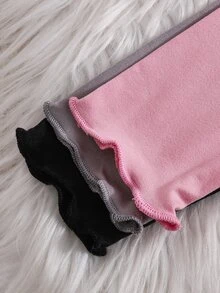 SHEIN 女童荷葉邊修飾假領底層上衣，春秋季少女兔子刺繡長袖T恤，嬰兒內著上衣，3件隨機4件 - 彩色 - 查看 6