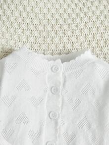 Newborn Baby Girl Newborn Button Front Cardigan,In Fall/Winter - White - View 3