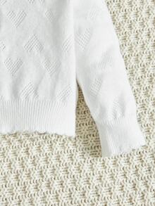 Newborn Baby Girl Newborn Button Front Cardigan,In Fall/Winter - White - View 4