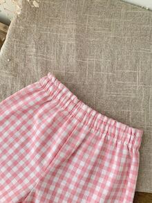 SHEIN LMoss Kids Babygirl Cute Plaid Elastic Waist Shorts, Versatile For Summer - Pink - View 4