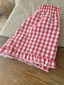 SHEIN LMoss 女婴休闲红色格子松紧腰短裤，夏季 - 紅白色 - 查看 5