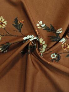 Bytebia Bytebia 【印花設計】波希米亞風咖啡色雛菊仿刺繡長褲，夏季復古田園高腰鬆緊腰寬鬆垂墜闊腿褲 - 彩色 - 查看 3