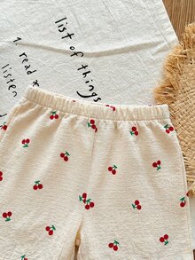 SHEIN LMoss Kids Babygirl Summer Cute Red & White Plaid Ruffle Sleeveless Top And Elastic Waist Loose Pants Set - White - View 6