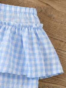 SHEIN LMoss Kids 2pcs Baby Girl Knitted Solid Color Cherry Embroidery Camisole And Woven Shorts Set - Multicolor - View 5