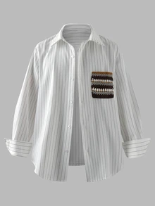 Resyla Men 休闲时尚男士落肩长袖前扣复古百搭上衣 - 白色 - 查看 3
