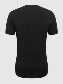 Resyla Men Men's Casual All-Match Versatile Solid Color Short Sleeve T-Shirt Gym Workout Black Summer - Black - View 2