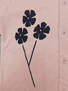 Resyla Men 男士花卉印花短袖单排扣休闲度假衬衫 - 粉色 - 查看 3