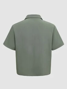 Resyla Men Men's Simple Casual Streetwear Shirt, Fashionable Everyday Wear Vacation Work Olive Green Summer - Green - View 2