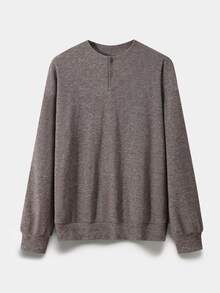 Resyla Men Men's Solid Color Round Neck Casual Versatile Long Sleeve Pullover Sweatshirt - Rust Brown - View 7