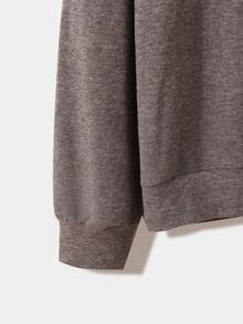 Resyla Men Men's Solid Color Round Neck Casual Versatile Long Sleeve Pullover Sweatshirt - Rust Brown - View 4