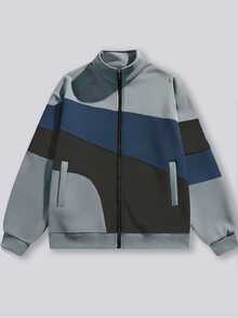 Resyla Men Men's Solid Color Zipper Front Pocket Casual Hoodie Sweatshirt - Multicolor - View 2