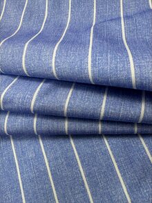Resyla Men Men's Casual Commute Stand Collar Striped Shirt - Blue and White - View 8