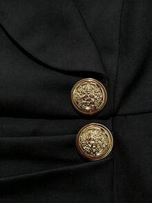 Balvessa 女款無袖翻領收腰顯瘦緊身短洋裝，適合通勤穿著 - 黑色 - 查看 7