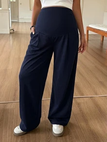 DAZY 孕婦可調腰圍休閒百搭日常穿著運動長褲 秋季 - 藏蓝色 - 查看 4