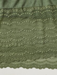 EMERY ROSE Plus Size Women's Embroidered Lace Patchwork Elegant Dress Fall Winter 2026 Green Round Neck Embroidered Lace Patchwork Long-Sleeved Dress - Multicolor - View 6