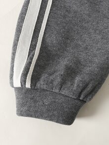 SHEIN 大女孩拼接配色長袖運動衫與長褲休閒日常套裝 - 深灰色 - 查看 5