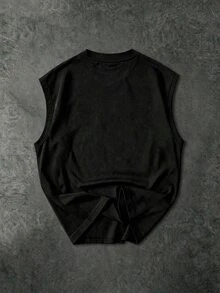 Gym Rark Men's Letter Line Pattern Sleeveless Round Neck Slim Fit Casual Sports Tank Top, Gym - Black - View 2
